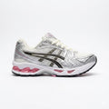 Asics Gel-Kayano 14 in cream and sweet pink features signature gel cushioning and a metallic finish