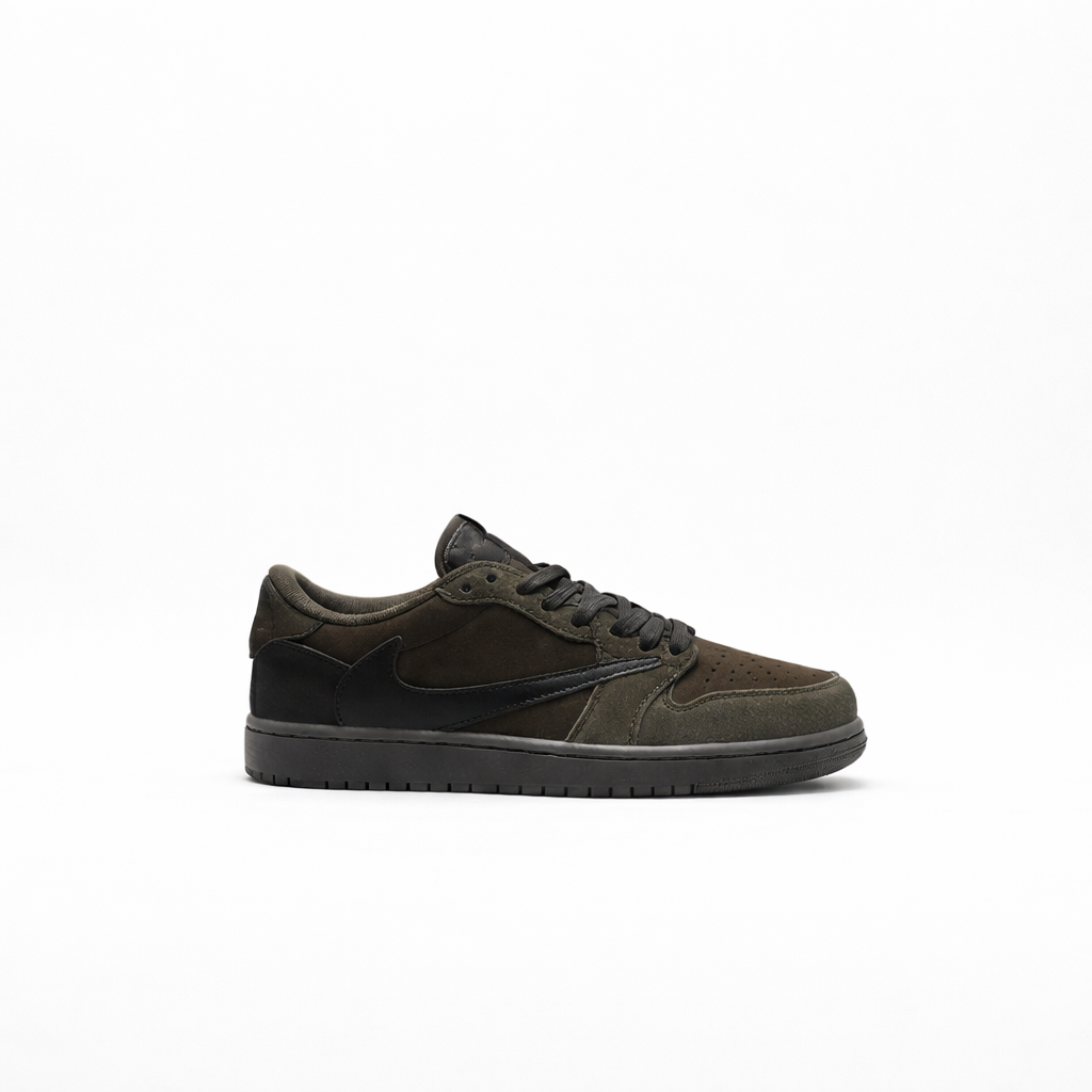 Jordan x Travis Scott Air Jordan 1 Low OG SP in the "Velvet Brown/Dark Mocha" colorway.