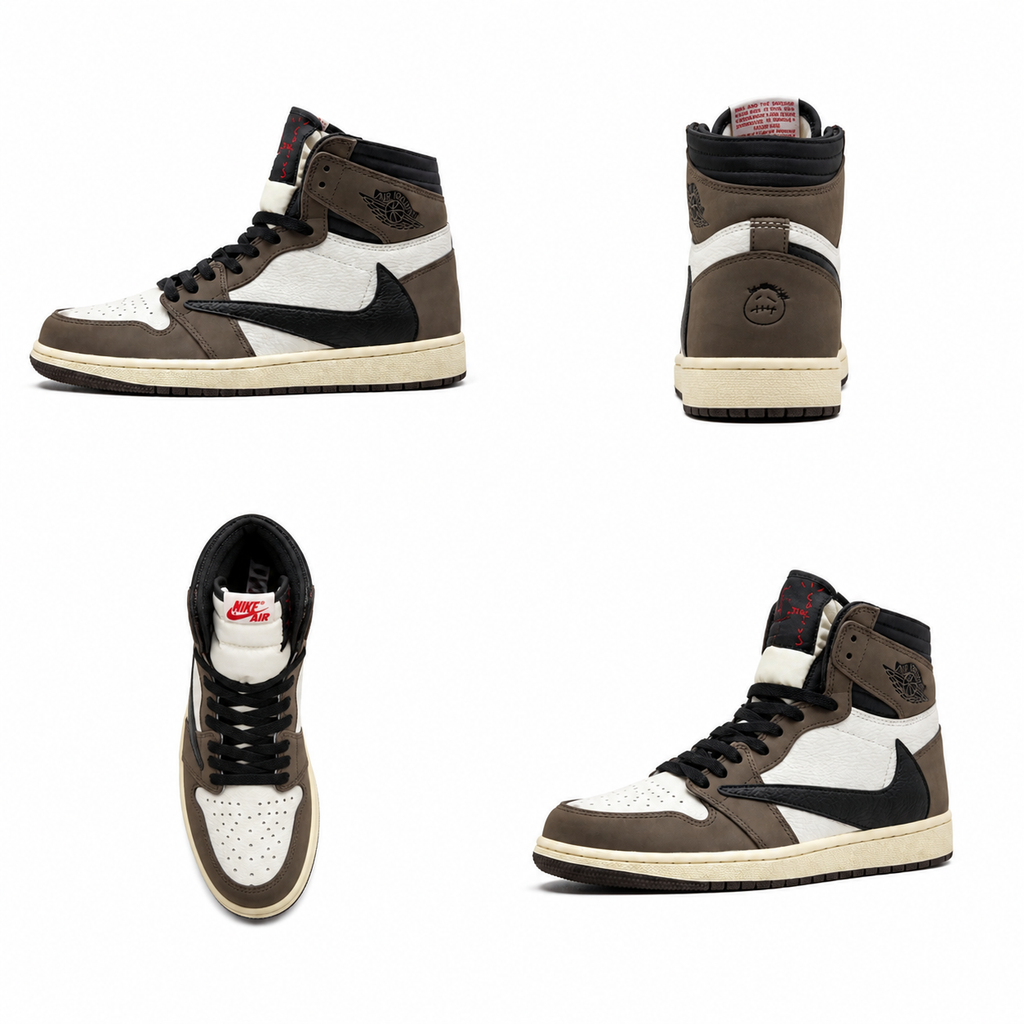 Nike x Travis Scott Air Jordan 1 Retro High OG 'Mocha' sneakers.