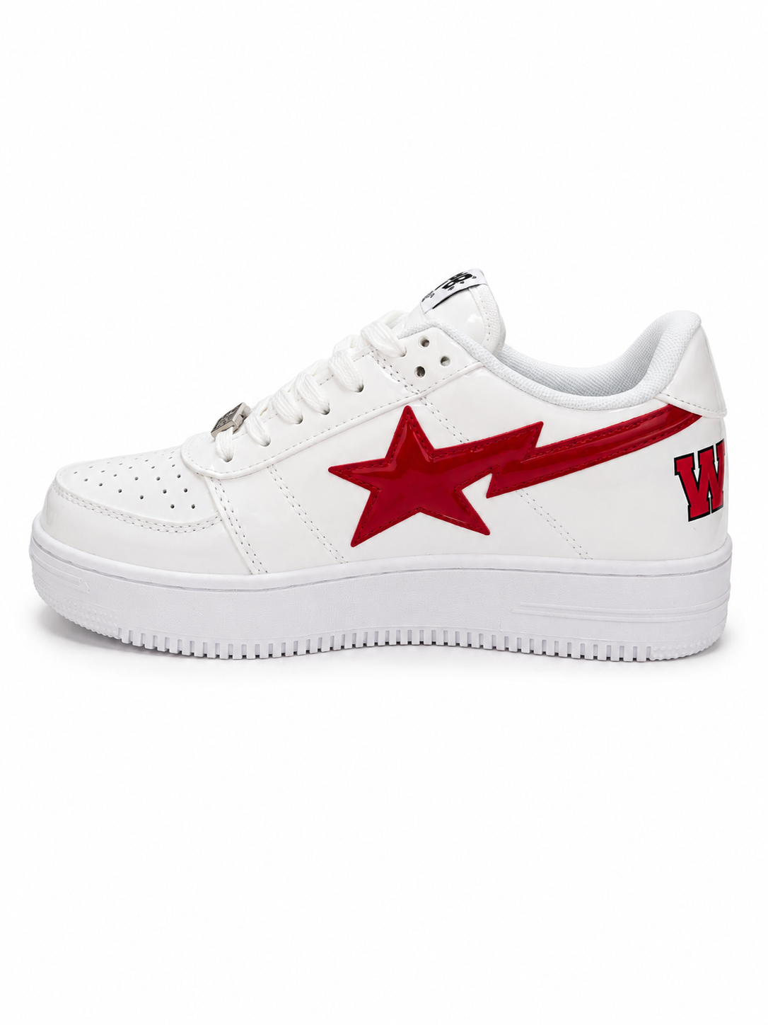 Bathing Ape Bape Sta Low Shark sneakers in white.