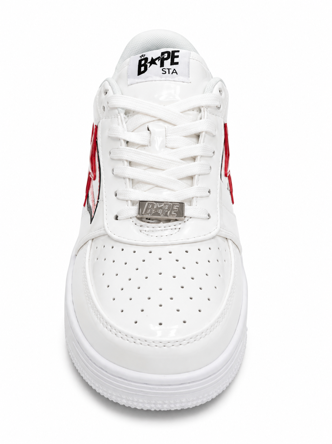 Bathing Ape Bape Sta Low Shark sneakers in white.