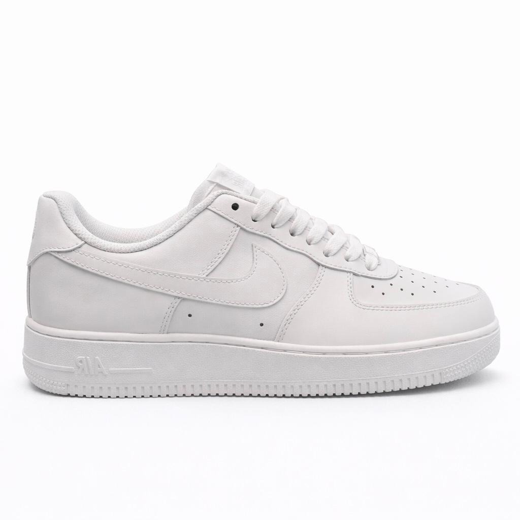 Nike Air Force 1 '07 low-top sneakers in an all-white colorway.
